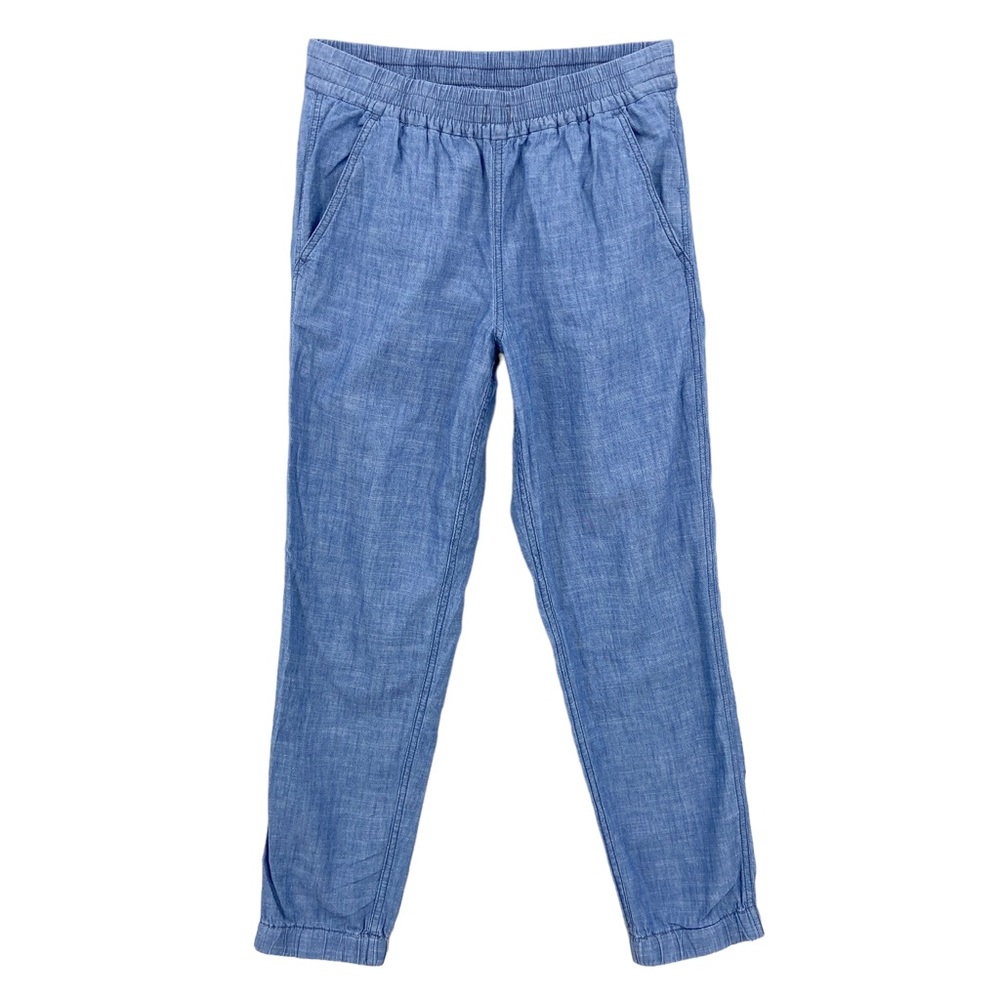 POINT SUR Jogger Pants Stretch Waist Denim Chambray Blue G5944